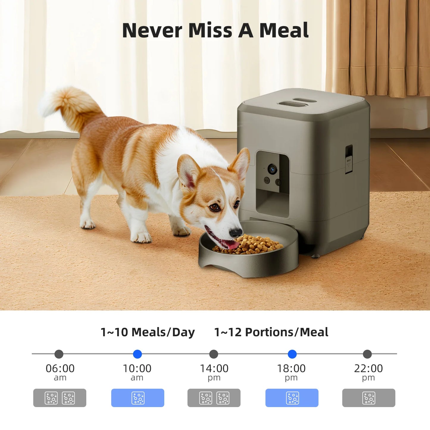 2.4G WiFi Automatic Cat Feeder with Camera Video with Night Vision 2L Automatic Pet Feeder Smart Dog Feeder Cat Food Dispenser