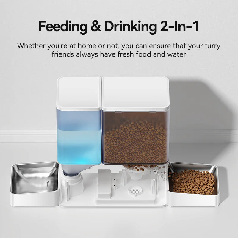ROJECO Automatic Pet Feeder Gravity Water Fountain 8.5L 2 In 1 WIFI Remote Control Smart Cat Dog Kibble Dispenser Water Drinker