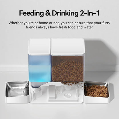 ROJECO Automatic Pet Feeder Gravity Water Fountain 8.5L 2 In 1 WIFI Remote Control Smart Cat Dog Kibble Dispenser Water Drinker