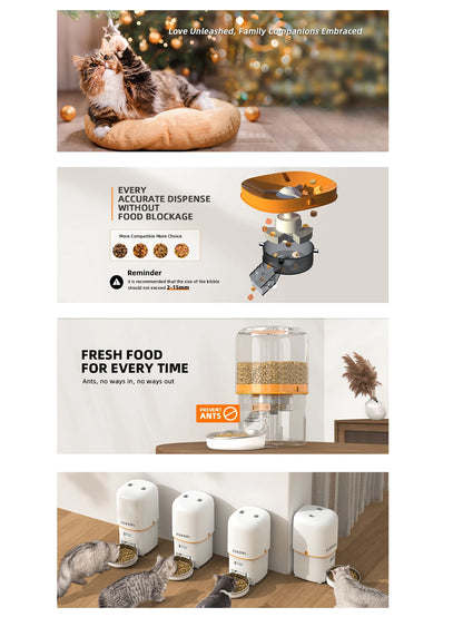 1080P HD Camera Automatic Cat Feeder with 5GWiFi Tuya Pet Cat Smart Food Kibble Dispenser Auto Feeder For Cats Dog Accessories