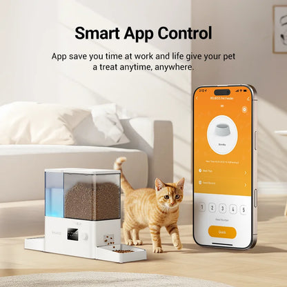 ROJECO Automatic Pet Feeder Gravity Water Fountain 8.5L 2 In 1 WIFI Remote Control Smart Cat Dog Kibble Dispenser Water Drinker
